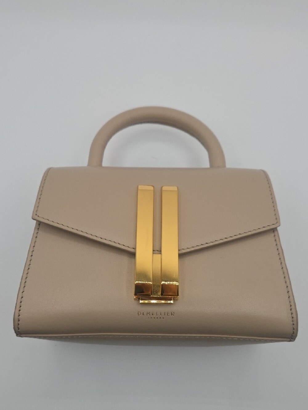 DeMellier London The Nano Montreal Taupe Smooth Leather Crossbody Hand Bag
